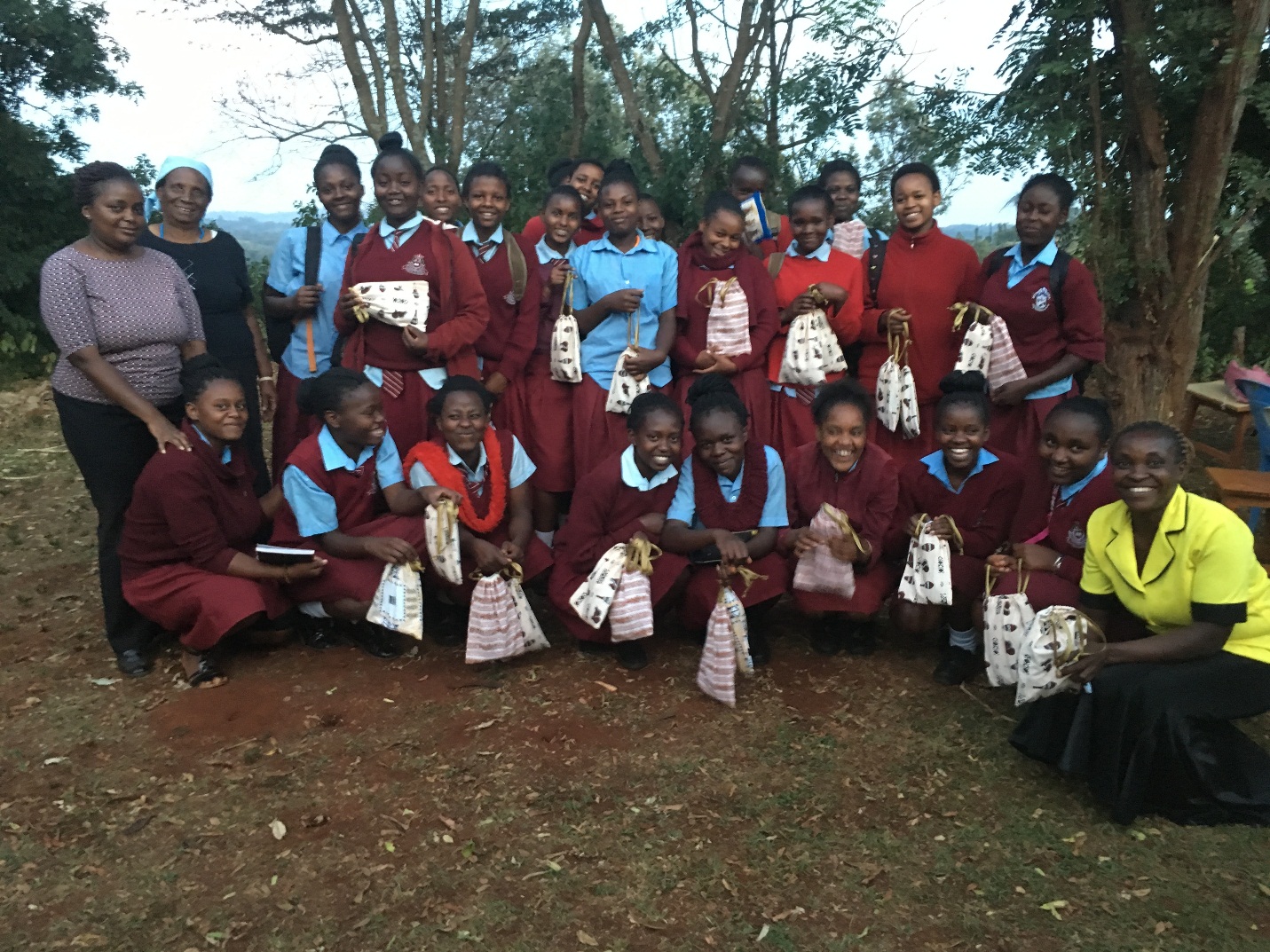 Distribution of recyclable sanitary Pads Kiini Sustainable Initiative